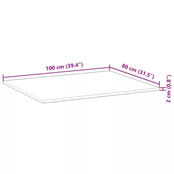 kezeletlen tömör akácfa íróasztallap 100 x 80 x 2 cm