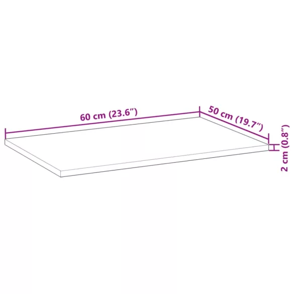 tömör akácfa íróasztallap olajbevonattal 60 x 50 x 2 cm