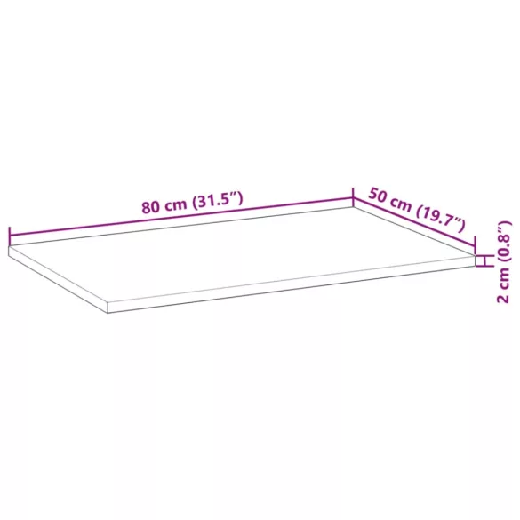 olajbevonatú tömör akácfa íróasztallap 80 x 50 x 2 cm