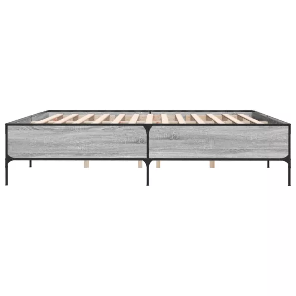 szürke sonoma szerelt fa és fém ágykeret 200 x 200 cm