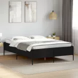 fekete szerelt fa és fém ágykeret 160 x 200 cm