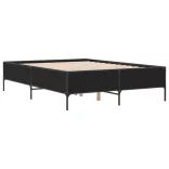 fekete szerelt fa és fém ágykeret 150 x 200 cm