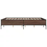 barna tölgyszínű szerelt fa és fém ágykeret 150 x 200 cm