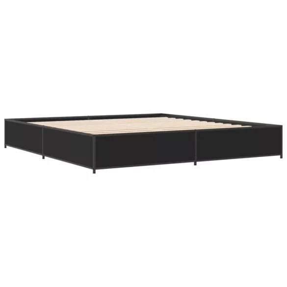 fekete szerelt fa és fém ágykeret 200 x 200 cm