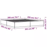 fekete szerelt fa és fém ágykeret 200 x 200 cm