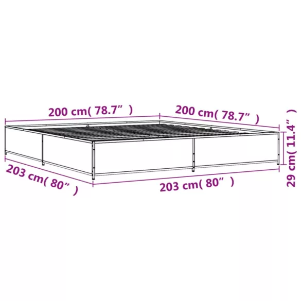 fekete szerelt fa és fém ágykeret 200 x 200 cm