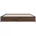 barna tölgyszínű szerelt fa és fém ágykeret 200 x 200 cm