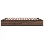 barna tölgyszínű szerelt fa és fém ágykeret 200 x 200 cm