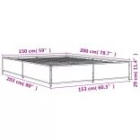 fekete szerelt fa és fém ágykeret 150 x 200 cm