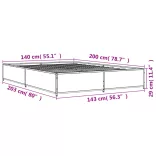 barna tölgyszínű szerelt fa és fém ágykeret 140 x 200 cm