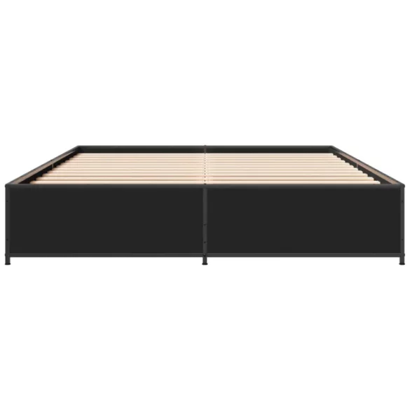 fekete szerelt fa és fém ágykeret 120 x 200 cm