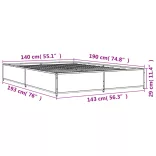 barna tölgyszínű szerelt fa és fém ágykeret 140x190 cm