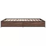 barna tölgyszínű szerelt fa és fém ágykeret 120 x 190 cm