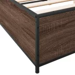 barna tölgyszínű szerelt fa és fém ágykeret 120 x 190 cm