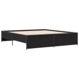 fekete szerelt fa és fém ágykeret 200 x 200 cm