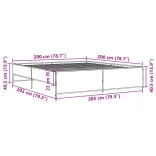 fekete szerelt fa és fém ágykeret 200 x 200 cm