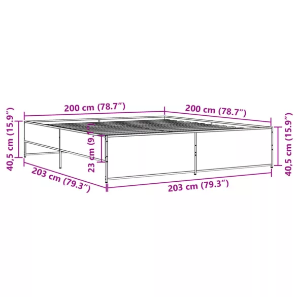 fekete szerelt fa és fém ágykeret 200 x 200 cm