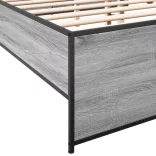 szürke sonoma szerelt fa és fém ágykeret 200 x 200 cm