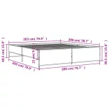 szürke sonoma szerelt fa és fém ágykeret 200 x 200 cm