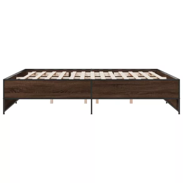 barna tölgyszínű szerelt fa és fém ágykeret 180 x 200 cm