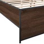 barna tölgyszínű szerelt fa és fém ágykeret 180 x 200 cm