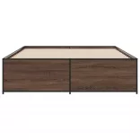 barna tölgyszínű szerelt fa és fém ágykeret 160 x 200 cm