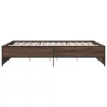 barna tölgyszínű szerelt fa és fém ágykeret 160 x 200 cm