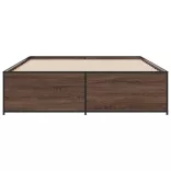 barna tölgyszínű szerelt fa és fém ágykeret 140 x 200 cm