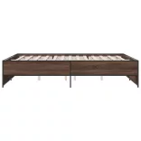 barna tölgyszínű szerelt fa és fém ágykeret 140 x 200 cm