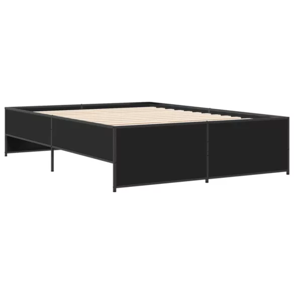 fekete szerelt fa és fém ágykeret 120 x 200 cm