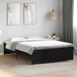 fekete szerelt fa és fém ágykeret 120 x 200 cm