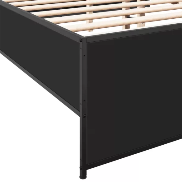 fekete szerelt fa és fém ágykeret 120 x 200 cm