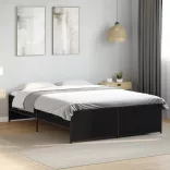 fekete szerelt fa és fém ágykeret 135 x 190 cm