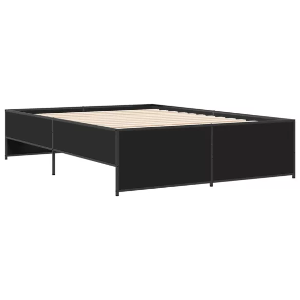 fekete szerelt fa és fém ágykeret 135 x 190 cm