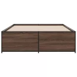 barna tölgyszínű szerelt fa és fém ágykeret 120 x 190 cm