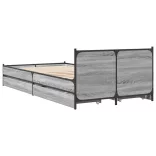 szürke sonoma színű szerelt fa ágykeret fiókokkal 75x190 cm