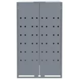 szürke acél kerekes tároló 2 szemeteskukához 138 x 79 x 117 cm