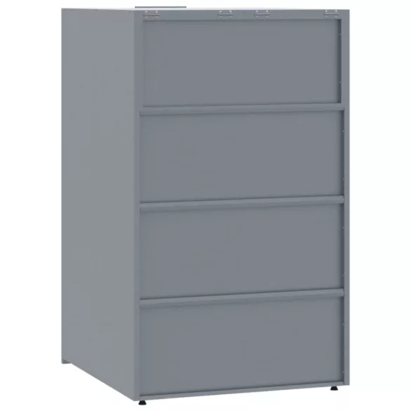 szürke acél kerekes tároló 2 szemeteskukához 138 x 79 x 117 cm