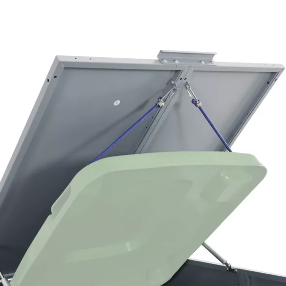 szürke acél kerekes tároló 2 szemeteskukához 138 x 79 x 117 cm