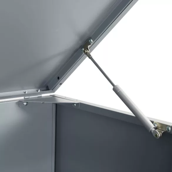 szürke acél kerekes tároló 5 szemeteskukához 345 x 79 x 117 cm