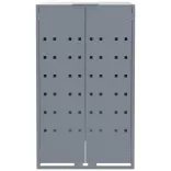 szürke acél kerekes tároló 6 szemeteskukához 414 x 79 x 117 cm