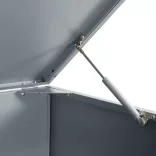 szürke acél kerekes tároló 6 szemeteskukához 414 x 79 x 117 cm