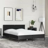 fekete szerelt fa és fém ágykeret 120 x 200 cm