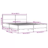 fekete szerelt fa és fém ágykeret 120 x 200 cm
