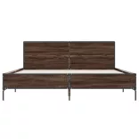 barna tölgyszínű szerelt fa és fém ágykeret 120 x 200 cm