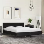 fekete szerelt fa és fém ágykeret 150 x 200 cm