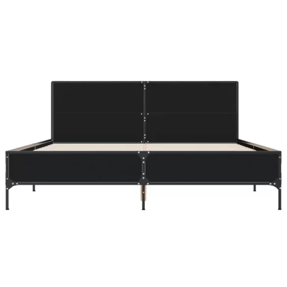 fekete szerelt fa és fém ágykeret 150 x 200 cm