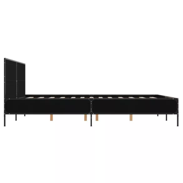 fekete szerelt fa és fém ágykeret 150 x 200 cm
