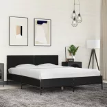 fekete szerelt fa és fém ágykeret 160 x 200 cm