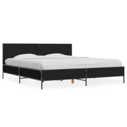 fekete szerelt fa és fém ágykeret 200 x 200 cm